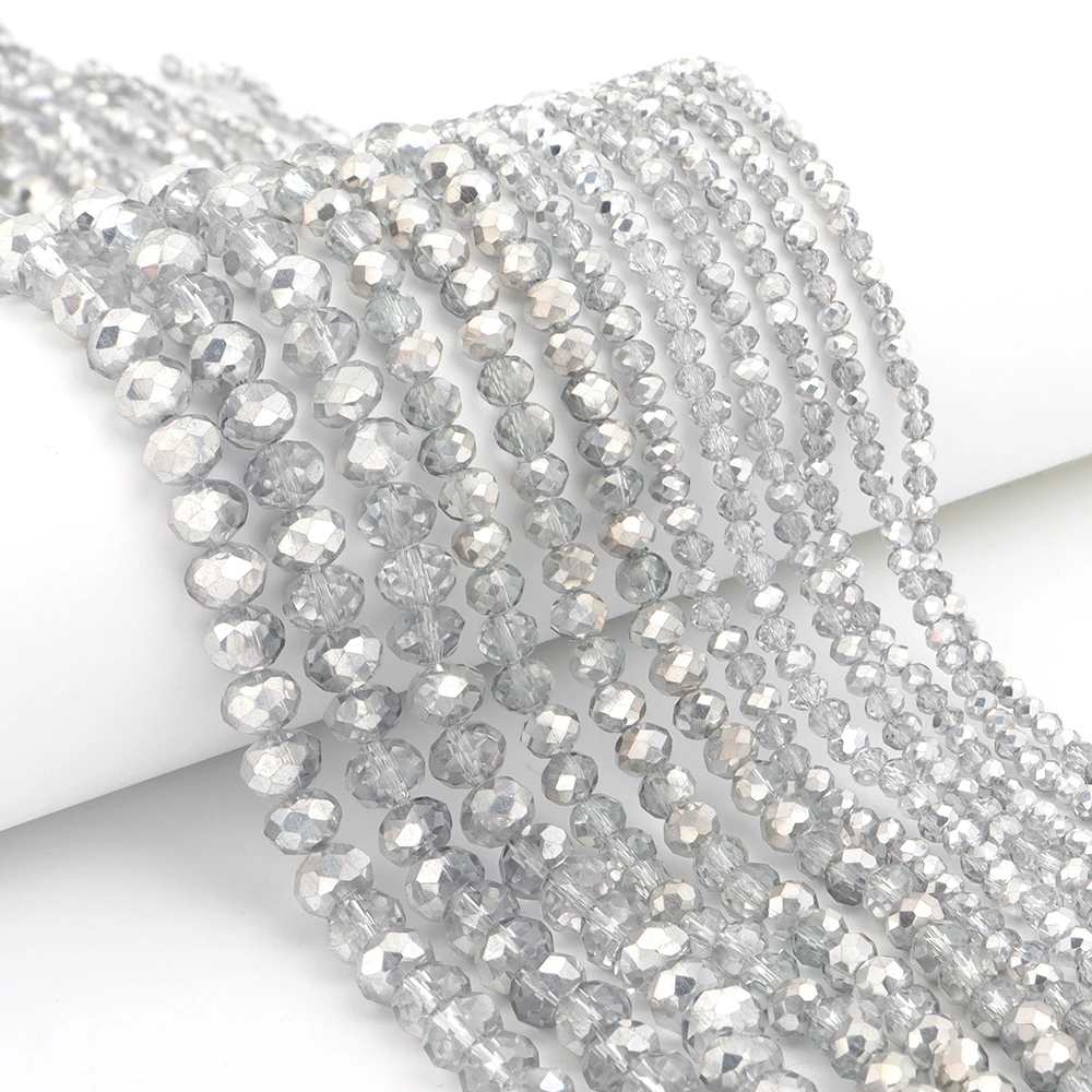 1 fio/lote prata branco facetado contas de vidro cristal diy para fazer jóias hairpin pulseiras colar suprimentos acessórios