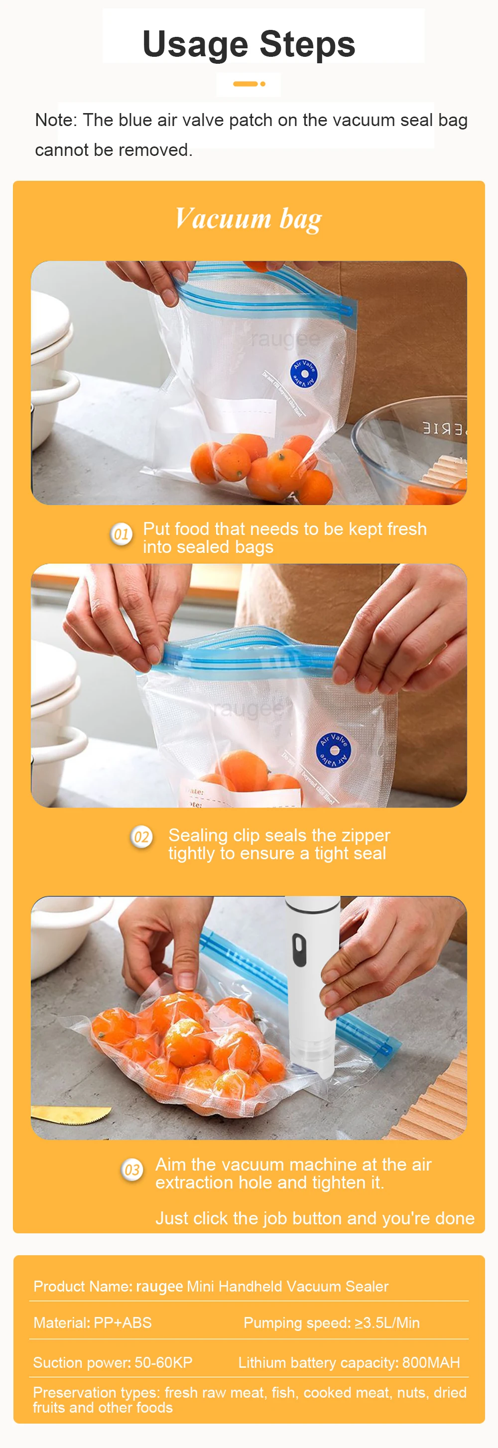 Electric Vacuum Sealer Pump Handheld Air Pump for Food Fresh-Keeping Home Portable Rechargeable Automatic Sealing Machine