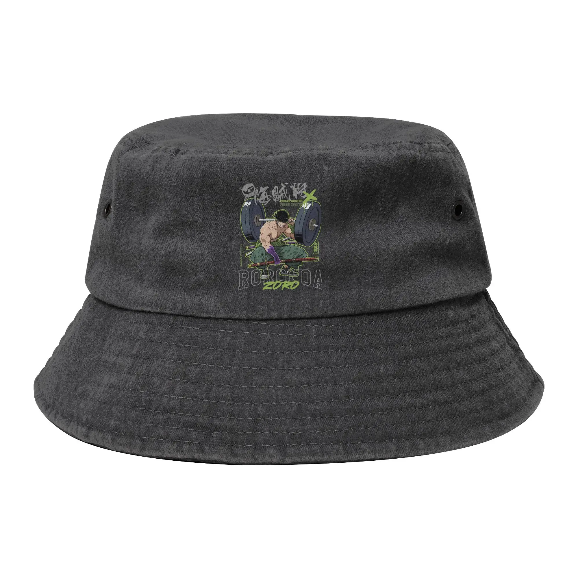 Pirate Hunter Zoro One Piece Bucket Hat for Unisex Beach  Distressed Denim Washed Field Hat Outdoor Sport Fishing Fisherman Hat