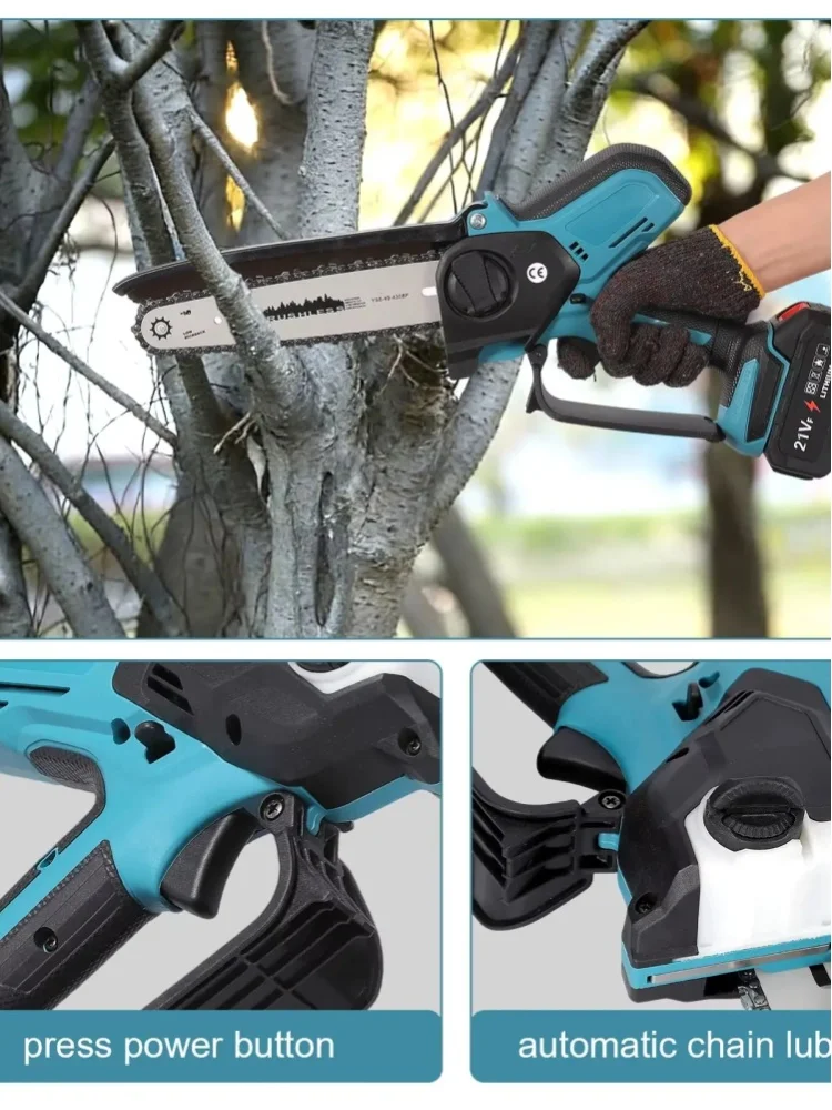 1000W/650W/550W Kabellose Kettensäge für Holzarbeiten mit Kleiner Handgeführter Elektrischer 8-Zoll/6-Zoll Holzfällersäge Mini Tragbare Elektrische Kettensäge