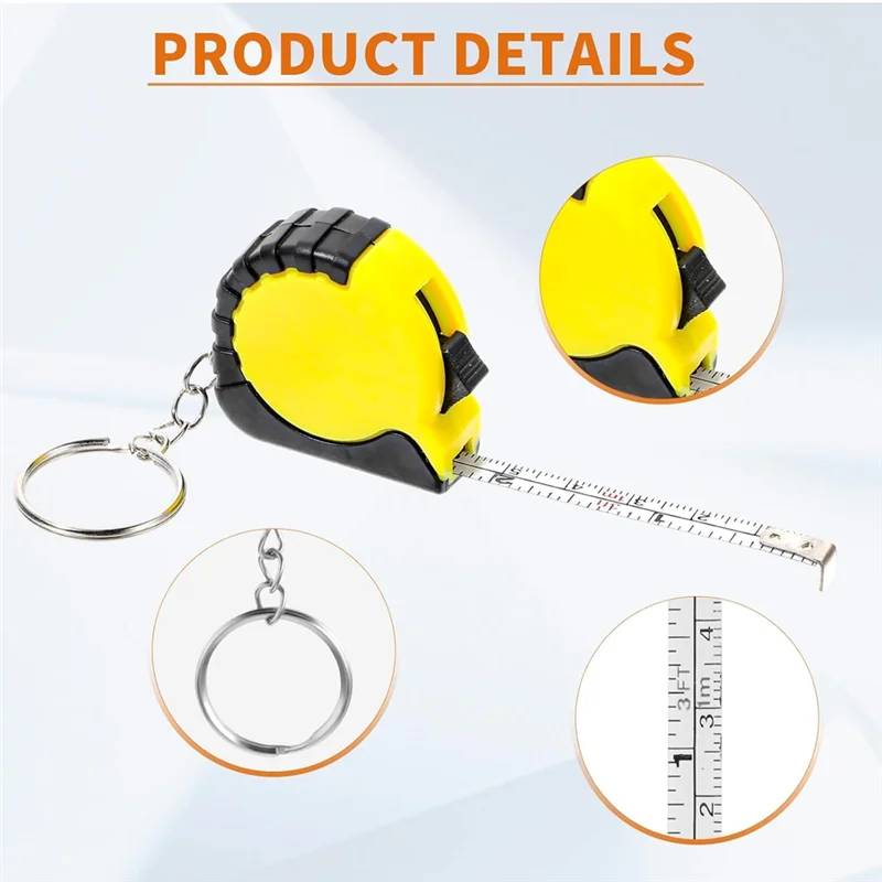 B-Est 12Pcs Tape Measure Keychains, Mini Tape Measures With Stable Slide Lock Construction Favors