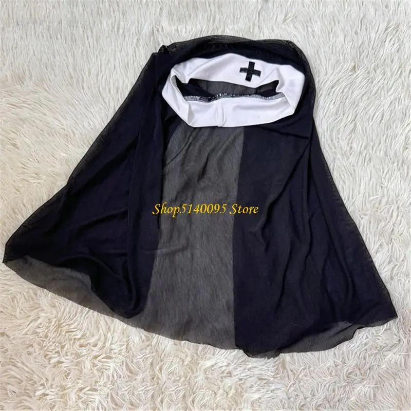 DXAE Nun Headband Caps Nun Hat para mulheres adultas Cosplay Halloween Costume Headpiece