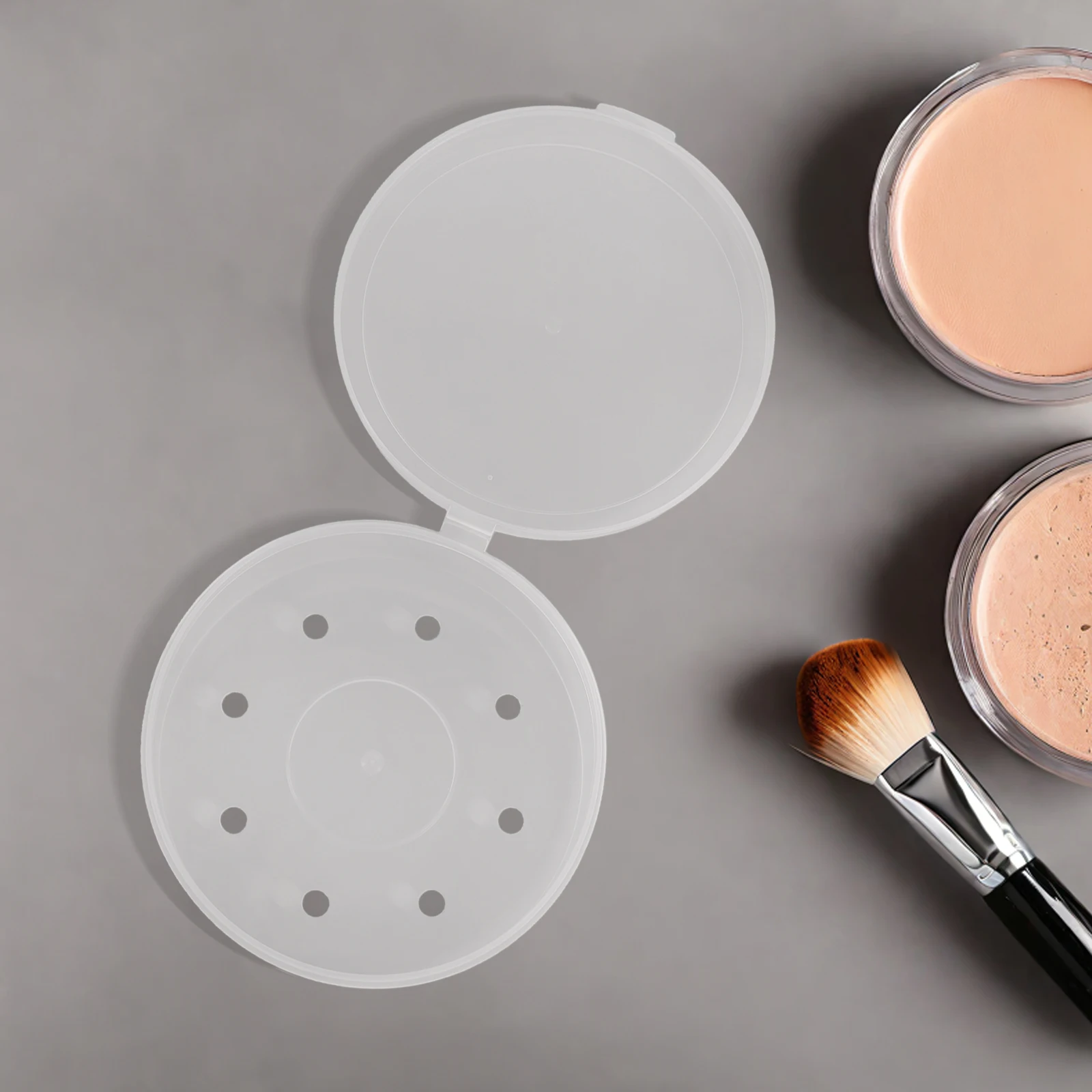 

2 Pcs Powder Puff Organizer Makeup Case Storage Sponge Transparent Powders Cases