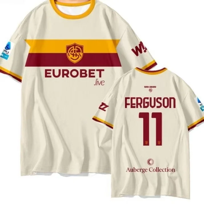 26-27 Saison Roma Team Auswärtstrikot 3D-Digitaldruck Schnelltrocknendes Kurzarm-T-Shirt für männliche Fans mit Familien-Matching – Detail 9