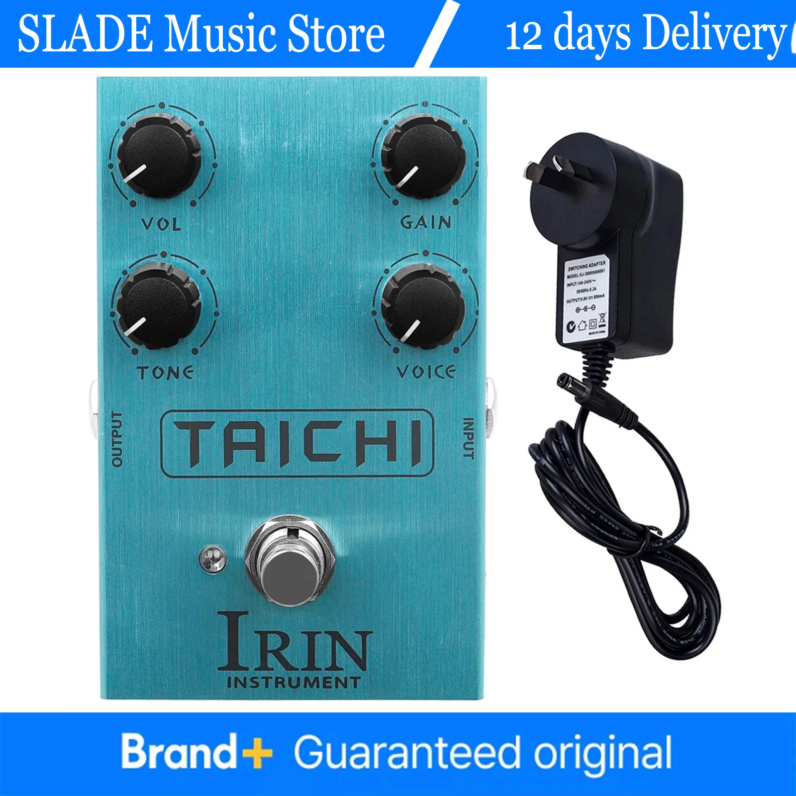 

IRIN AN-38 TAICHI Педаль Overdrive для электрогитары с низким коэффициентом усиления Педаль Overdrive с эффектом перегрузки Музыкальные детали с мини-адаптером