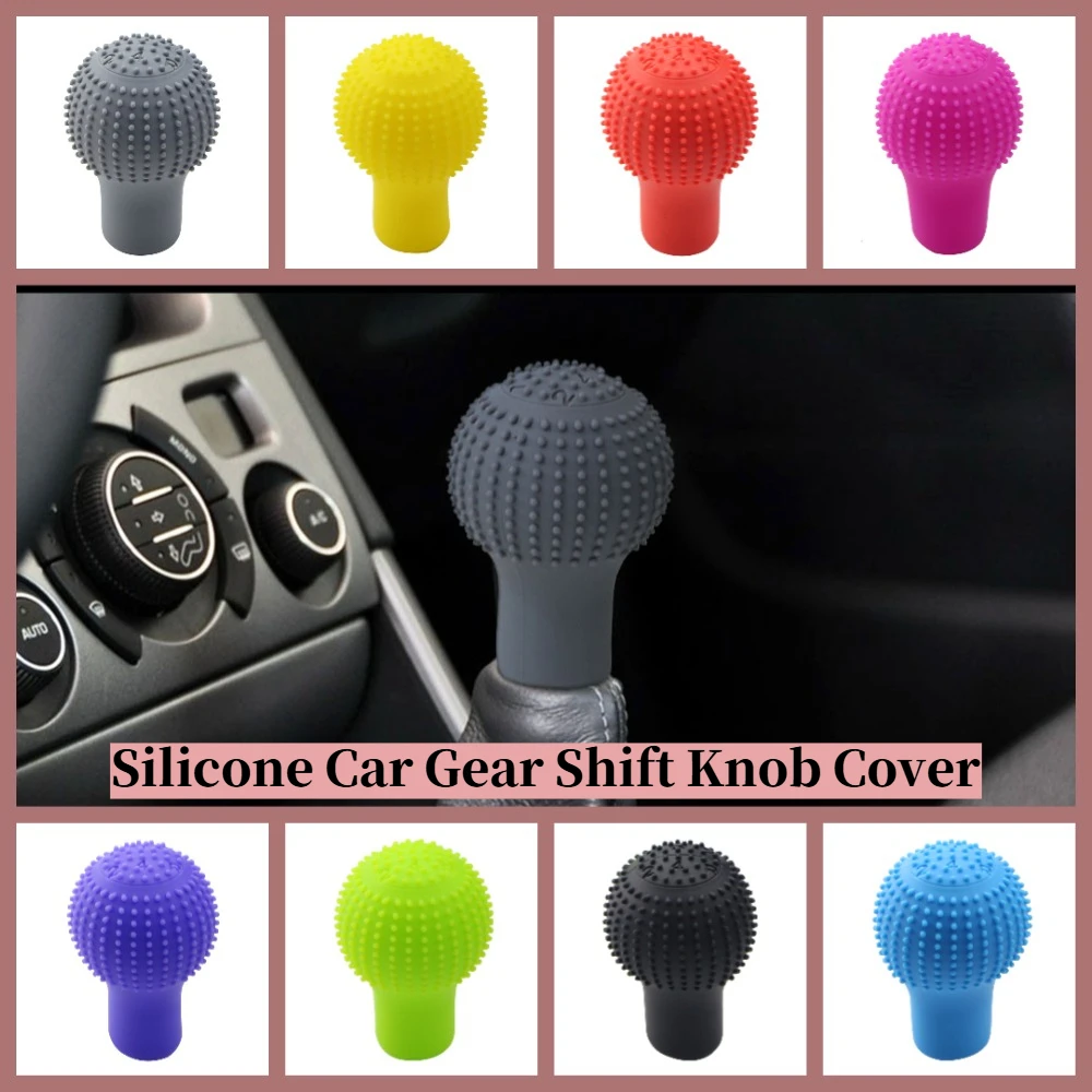 5 Speed Silicone Car Gear Shift Knob Cover Silicone Universal Round Manual Gear Shifter Knob Non-slip Cover Interior Parts