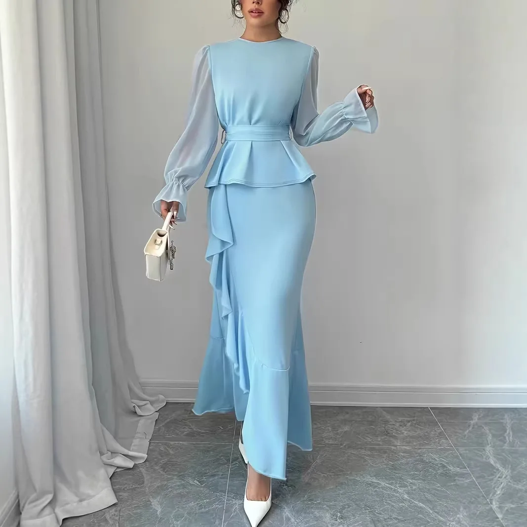 

2026 Cross-Border Exclusive Amazon Hot-Selling European And American Fashion Irregular Ruffle Hem Strap Dress