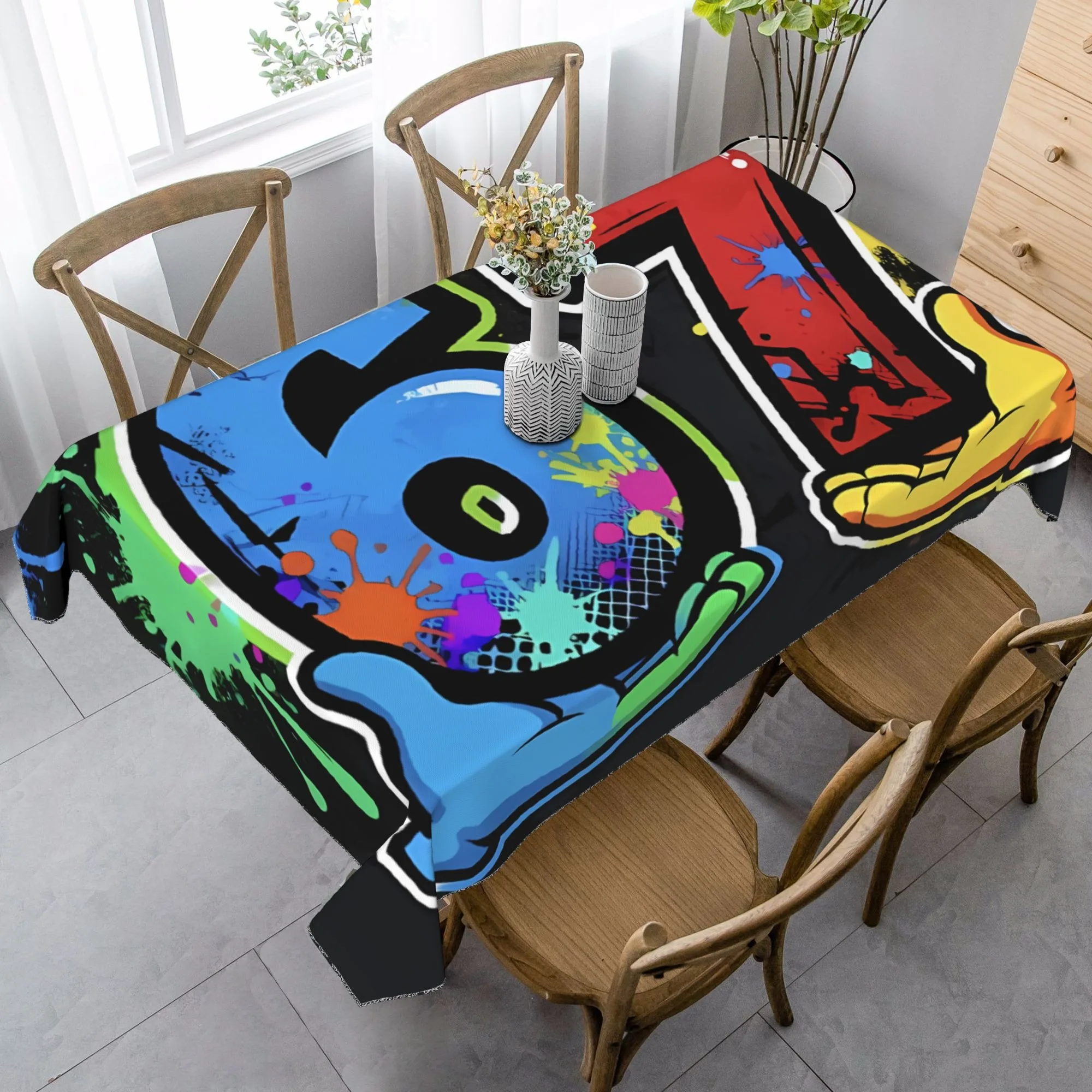 Theme party tablecloth, interesting design, smooth polyester, machine production, printing, polyester