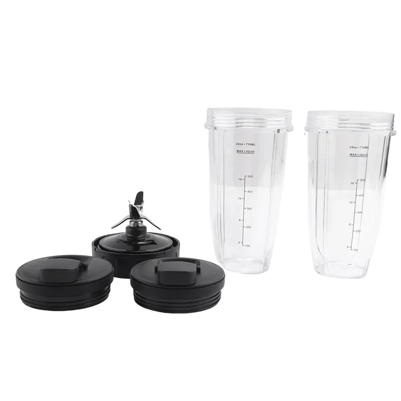A70Z Fafa】24Oz Cups With To-Go Lids, 7 Fins Extractor Blade, For Nutri Ninja Auto IQ BN801 SS101 BL480-30 BL641 BL642-30 Blender