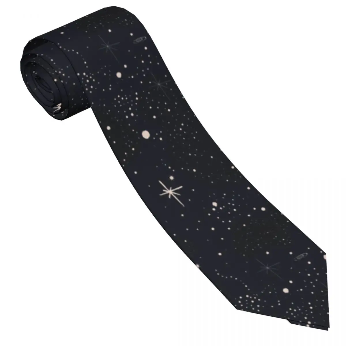 Mens Tie Slim Skinny Cosmic Stars Planets Rocket Necktie Fashion Necktie Free Style Men Tie Party Wedding