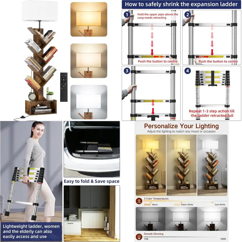 Escaleras telescópicas de aluminio: escaleras de extensión plegables livianas para uso doméstico, escaleras plegables de 6,6 pies con cola larga K
