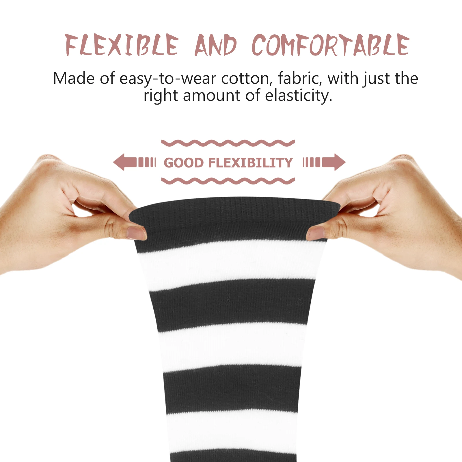 Blue Black Wide Striped Thigh High Stocking Women Over Knee Socks Pantyhose Crew Long Durability Polyester Costumes Cosplay