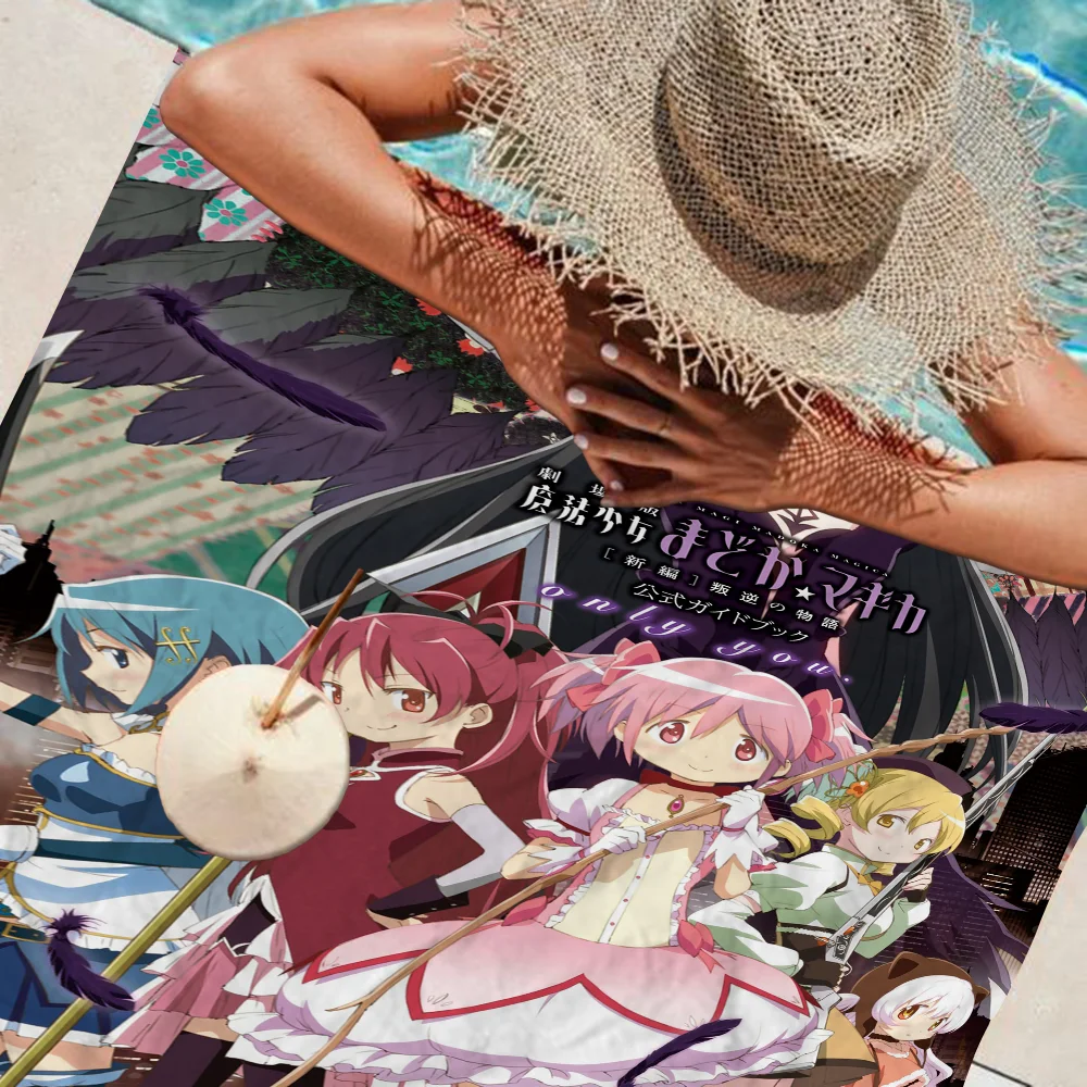 P-Puella Magi Madoka M-Magica Microfiber Blanket Quick Drying Beach Towels Oversized Printing Super Absorbent Pool Towel Blanket