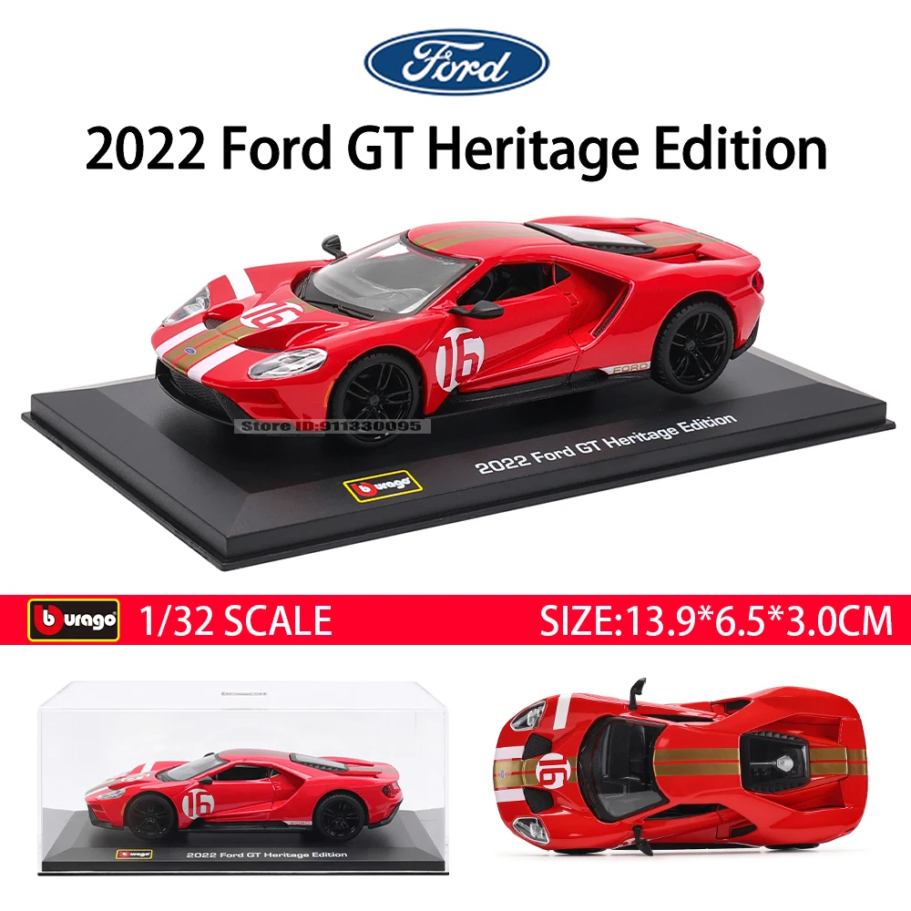 Bburago 1:32 2022 Ford GT Heritage Edition Racing Car Alloy Racing Alloy Model Collecting Gifts