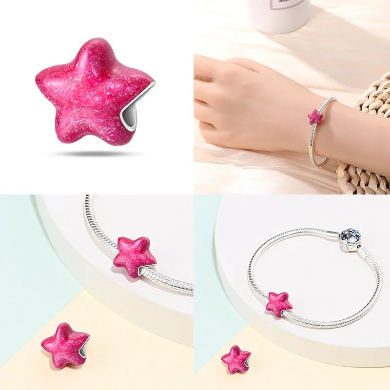 Luminous 925 Sterling Silver Hot Selling Stars And Moon Charms Fit 925 Original Bracelets DIY Jewelry Making For Women Gift