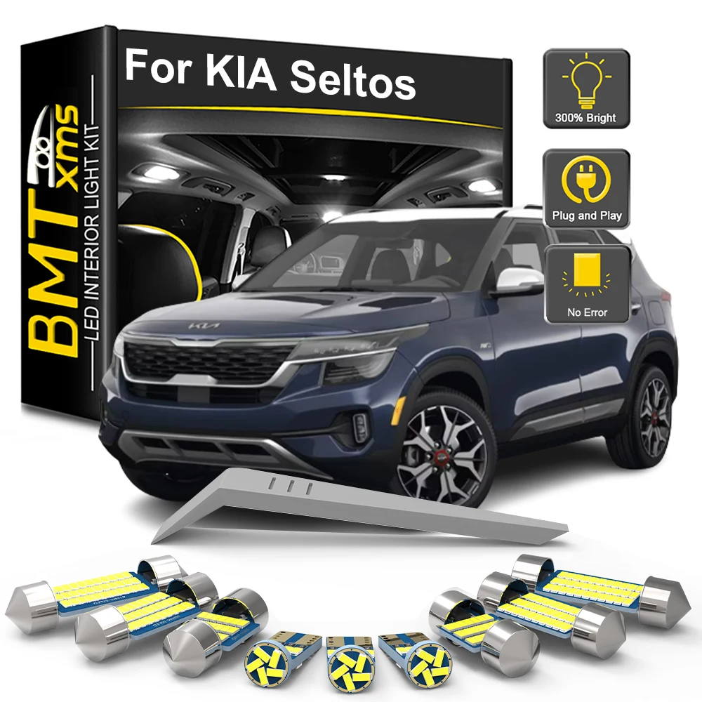 BMTxms 12Pcs LED Interior Light Bulb Kit For KIA Seltos 2019 2020 2021 2022 2023 Car Accessories Canbus Reading License Plate