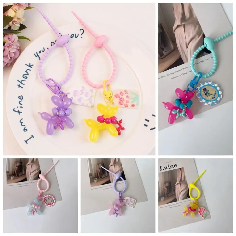 Cartoon Acrylic Puppy Balloon Keychain Jelly Shape Colorful Balloon Acrylic Dog Keyring Y2K Tulip Dog Balloon Keychain Couple