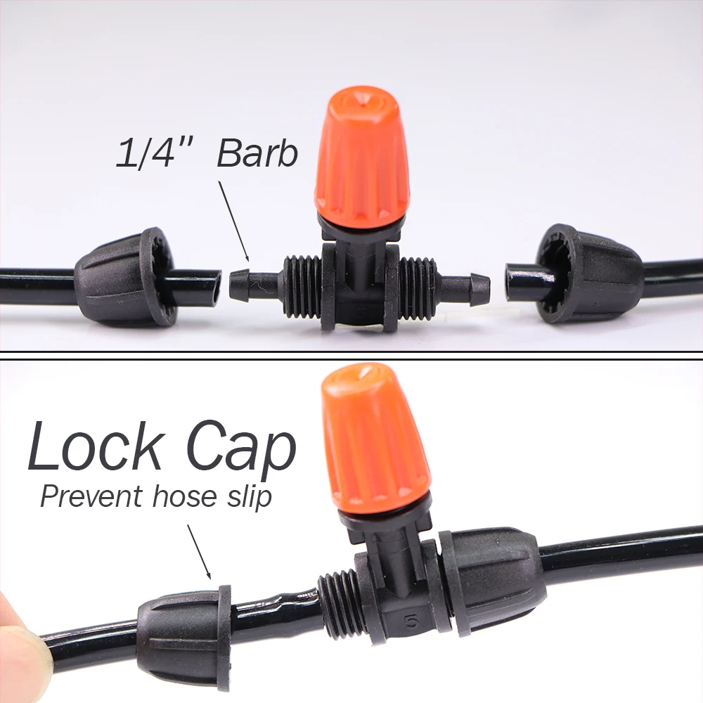 15PCS 1/4 "Tuin Slang Verneveling Nozzle met Slot Cap voor Kas 4/7mm Slang irrigatie Sprinkler Voorkomen Buizen Slip Sproeier