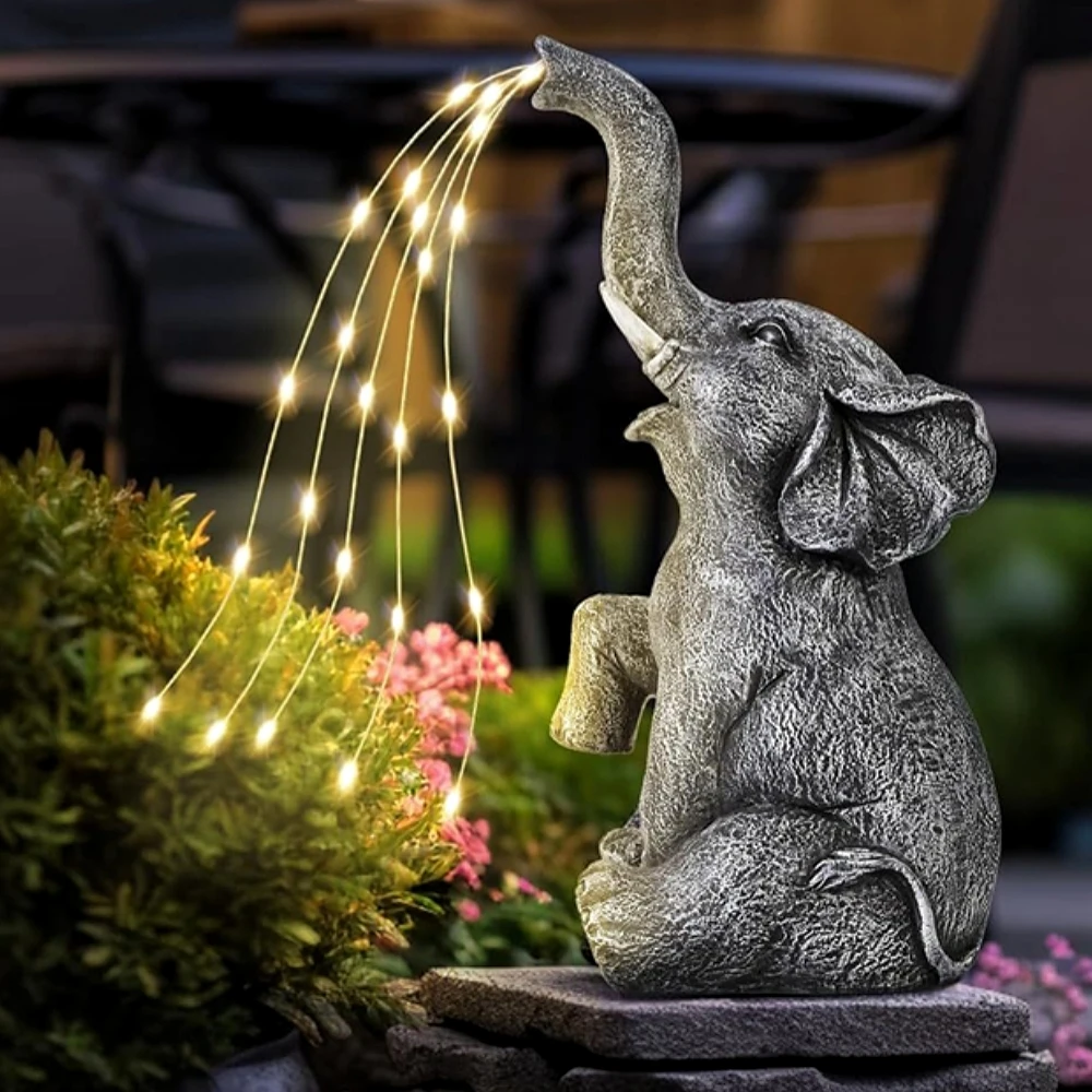 Solar Resin Elephant Ornament Light Outdoor String Lights Courtyard Crafts Garden Lawn Elephant Animal Landscape Light