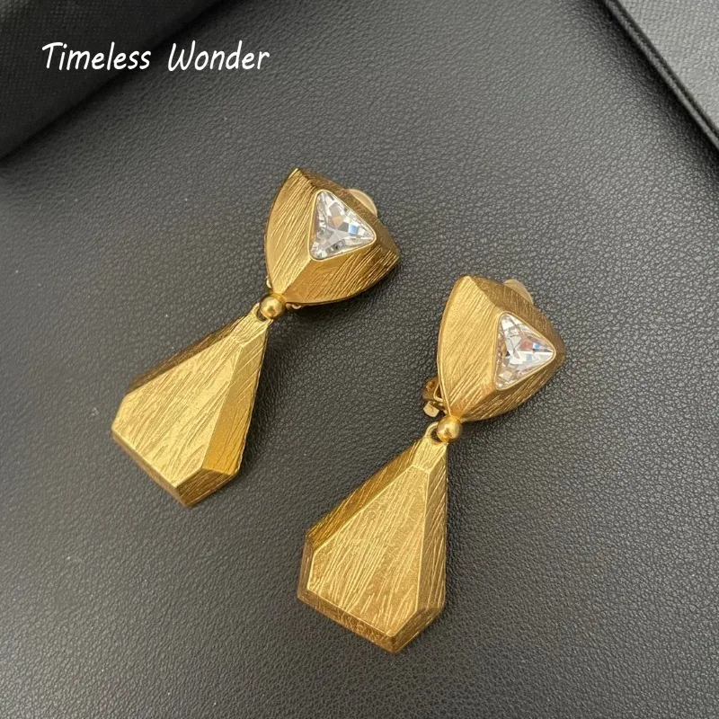 Timeless Wonder Fancy Crystal Geo Clip on Earrings for Women Designer Jewelry Runway Luxury Brand Gift Sweet Vintage Retro 2131