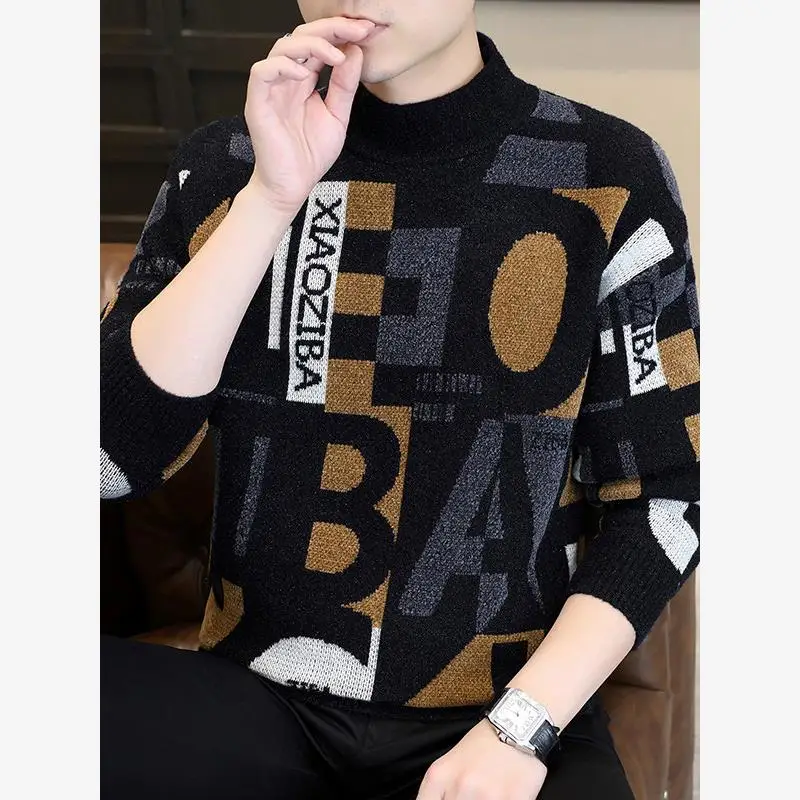 

Мужской вязаный свитер Thiened, свитер с высоким воротником, модная внутренняя одежда, новинка 2025, мужская повседневная одежда Sle Base irt