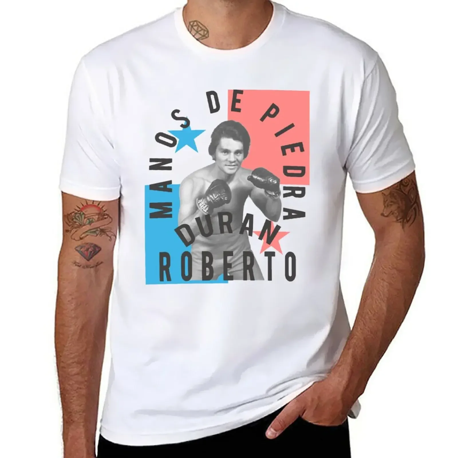 Manos de Piedra Roberto Duran T-Shirt oversizeds mens big and tall Short Sleeve Cotton Round Collar Outfits fashion streetwear