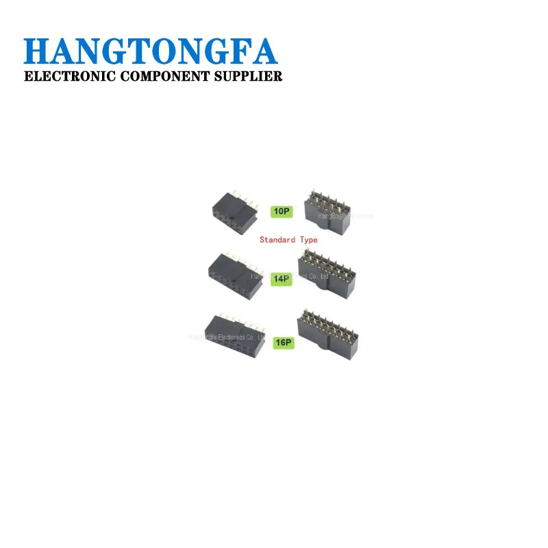 10pcs 2.54mm Pitch Female Header Strip 6/10/14/16/20/26/34/40/50 Pin Dual Straight DIP Polarizing Key Connector 6P 10P 40P 50P