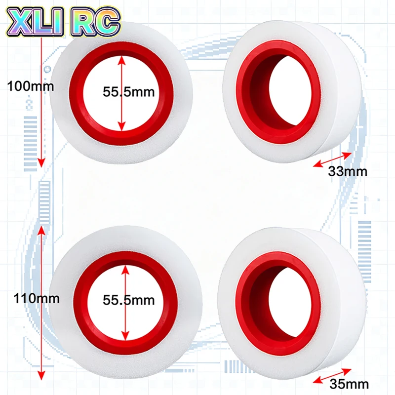 4Pcs Dual Stage Softer TPE Foam Inserts 100-110mm 114-120mm for 1.9
