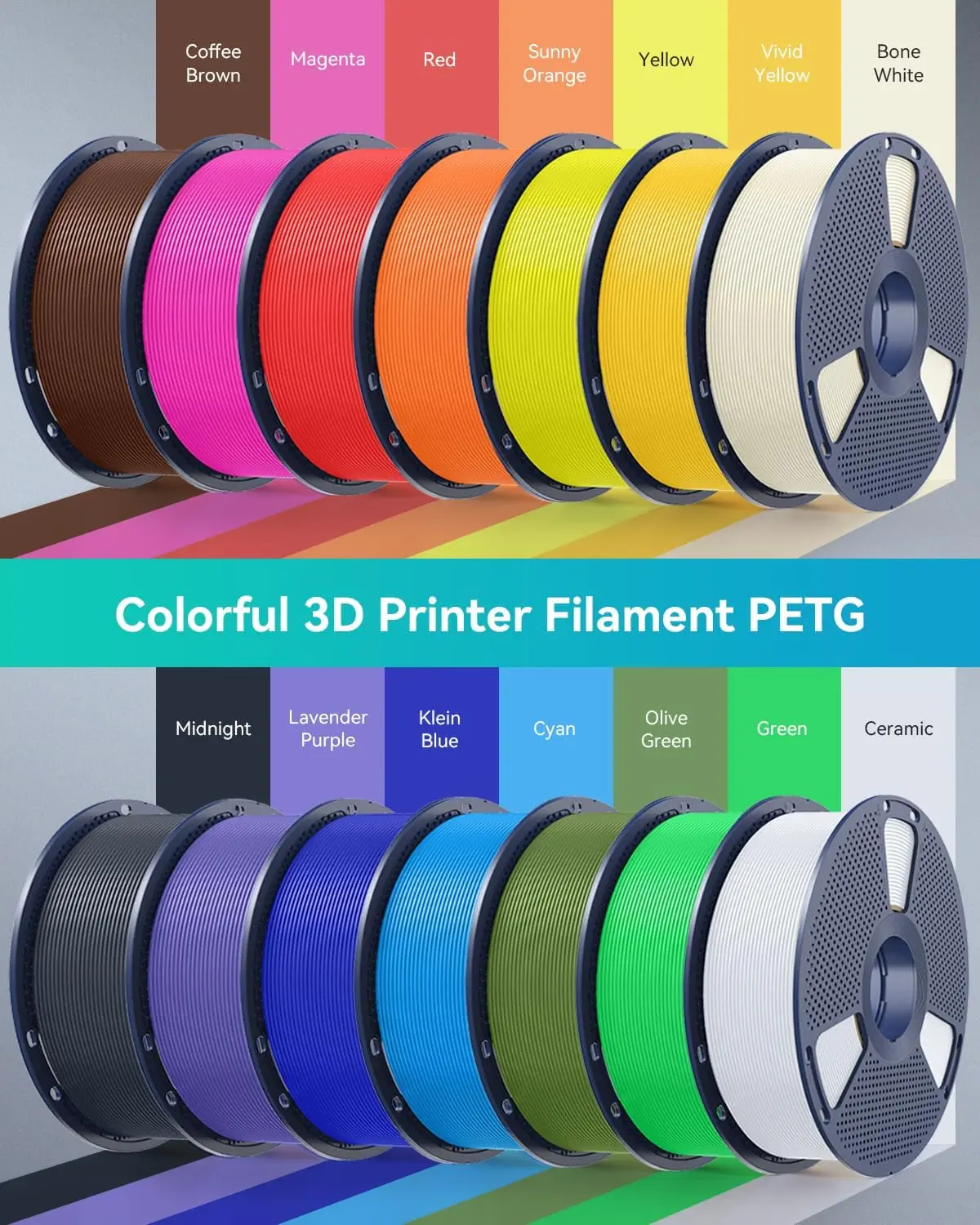 SUNLU 1,75mm PETG 3D-Filament Hohe Zähigkeit Verwicklungsfrei Einfaches Drucken Mehrfarbiges PETG-Filament für die Meisten FDM 3D-Drucker – Detail 10
