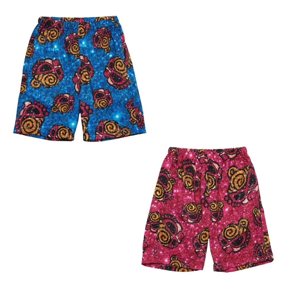 

New Summer Japanese Girls Boys Shorts Cool Feeling Kids Cotton Shorts Coloful Blingbling Effect Printed Vintage Vocation Outfit