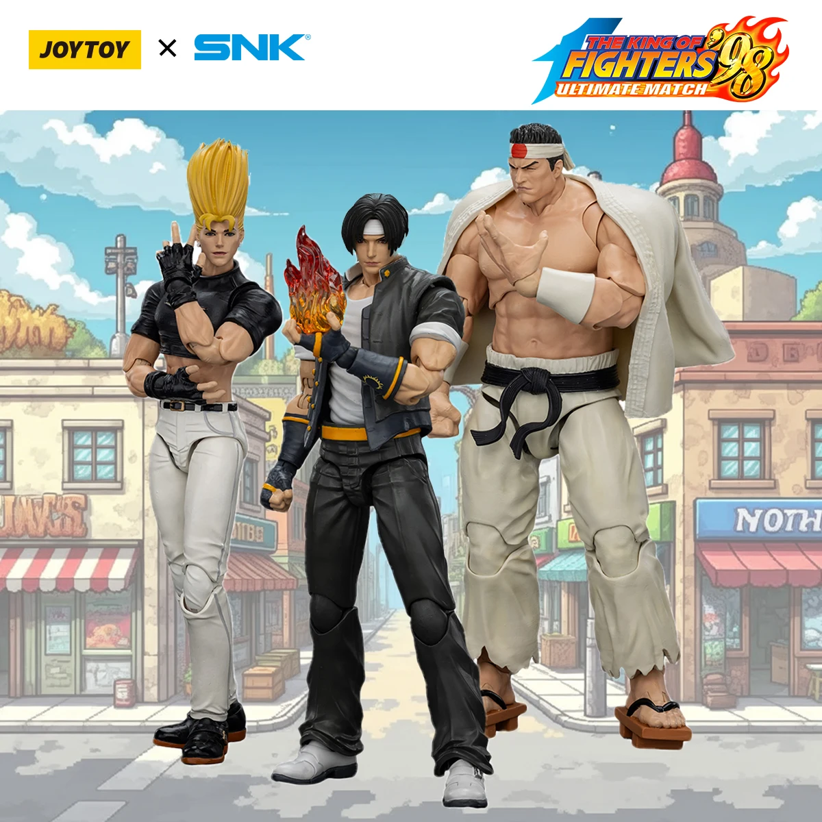 

JOYTOY & SNK KOF 98UM Hero Team Kyo Kusanagi Benimaru Nikaido Goro Daimon Action Figure Model Movable Doll Limit Collection