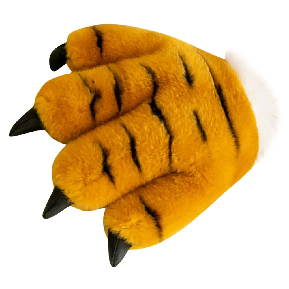 

Simulated Tiger Claw Headband s Brown Single Paw Warm Plush Gloves Cartoon Halloween Party Costume Kids Birthday Gift