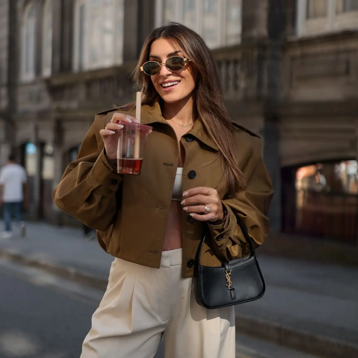 

Trendy Trade European Style Long Sleeve Pleated Single Button Commuter Short Coat Jacket Women's Top