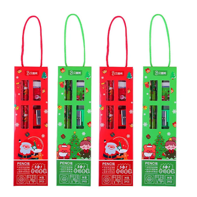 20Sets 5 In 1 Stationery Set Student Christmas Gift Prize Gift Christmas Portable  Stationery Set Wholesale