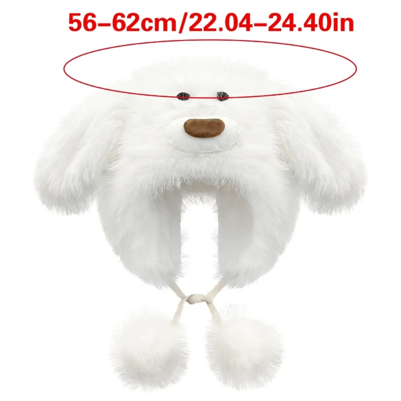 Cartoon Puppy Head Wrap Furry Puppy Soft Thicken Hood for Women Outdoor Wear Thicken Ear for Winter Sports Cycling Skiin