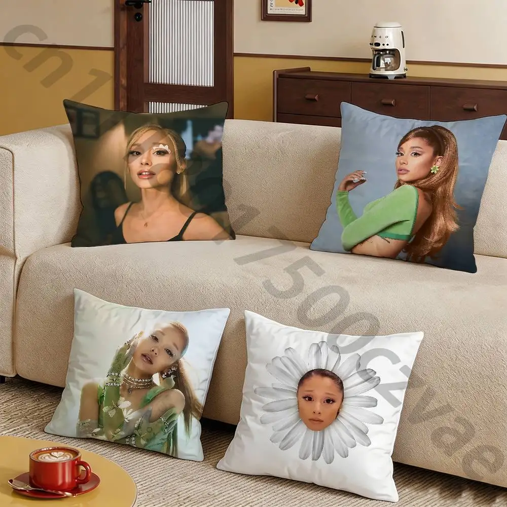 A-Ariana Grande Pillow Case Square Double-Sided Printing Short Plush Sofa Cushion Cover Bedroom Bedside Pillow