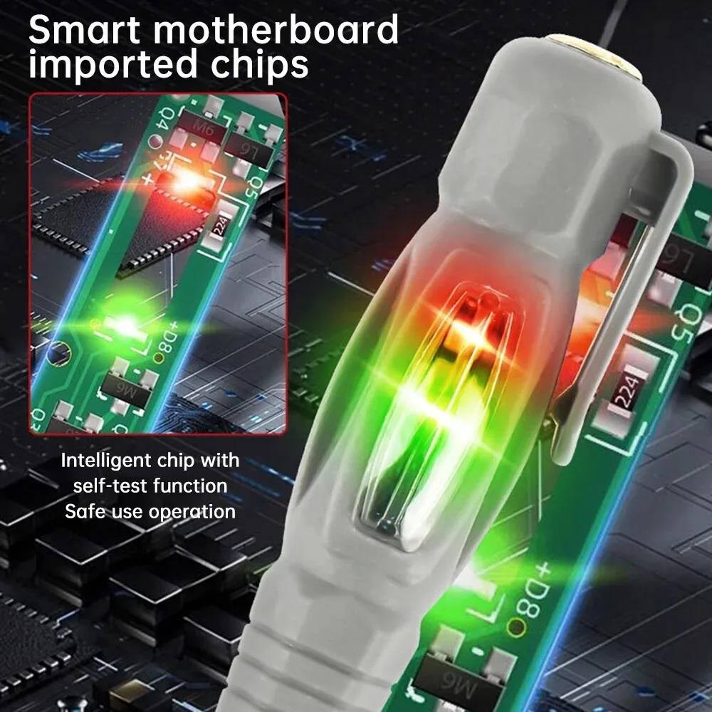 متعددة الوظائف كهربائي اختبار مفك التيار المتناوب عدم الاتصال التعريفي اقلام الفحص جهاز قياس الجهد الكهربائي 6-250 فولت أضواء الحث الأحمر الأخضر