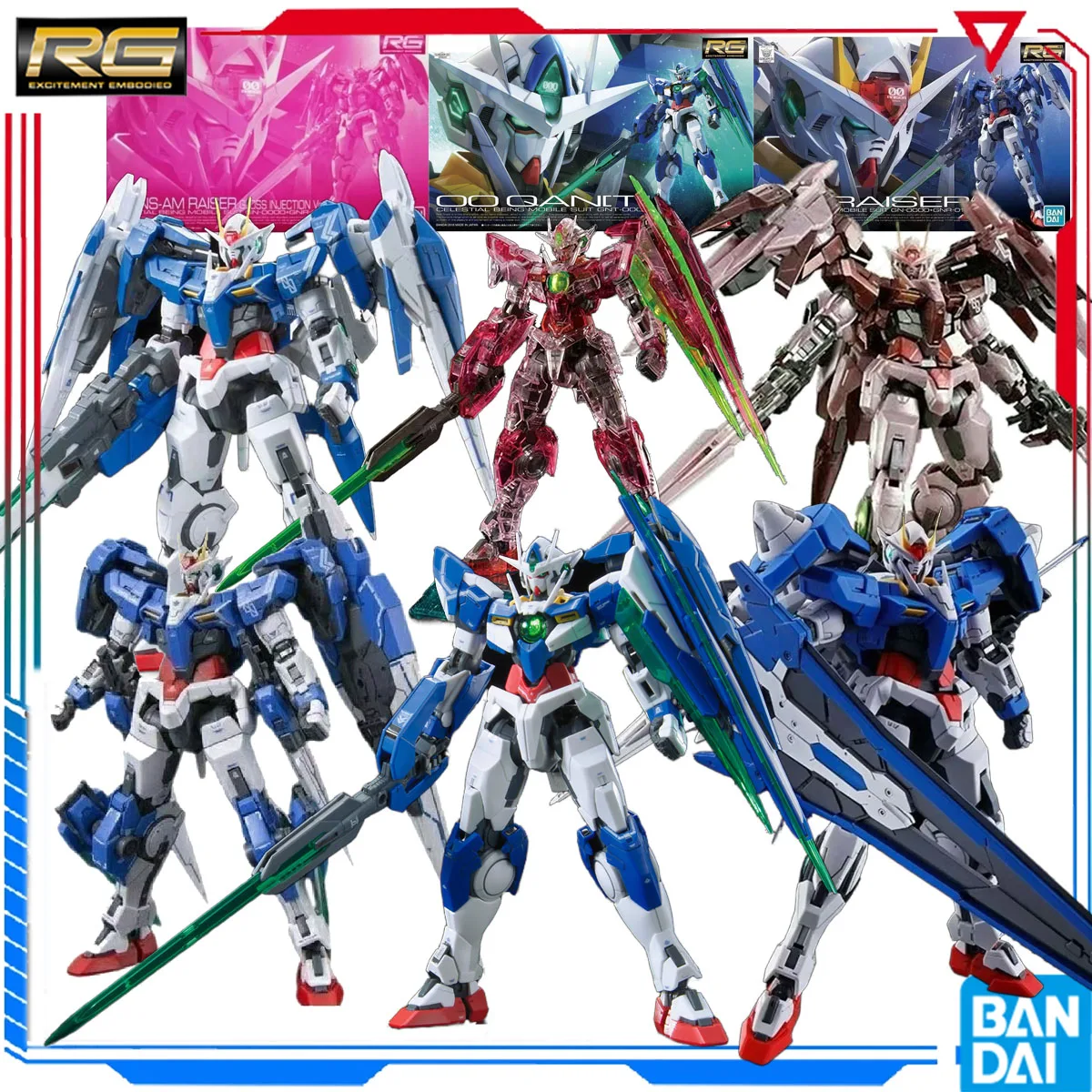 

Bandai RG 1/144 00 Raiser Mobile Suit GNT-0000 00 quantum form Gunpla Anime Action Figure Assembly Toys Gift Collectible Model