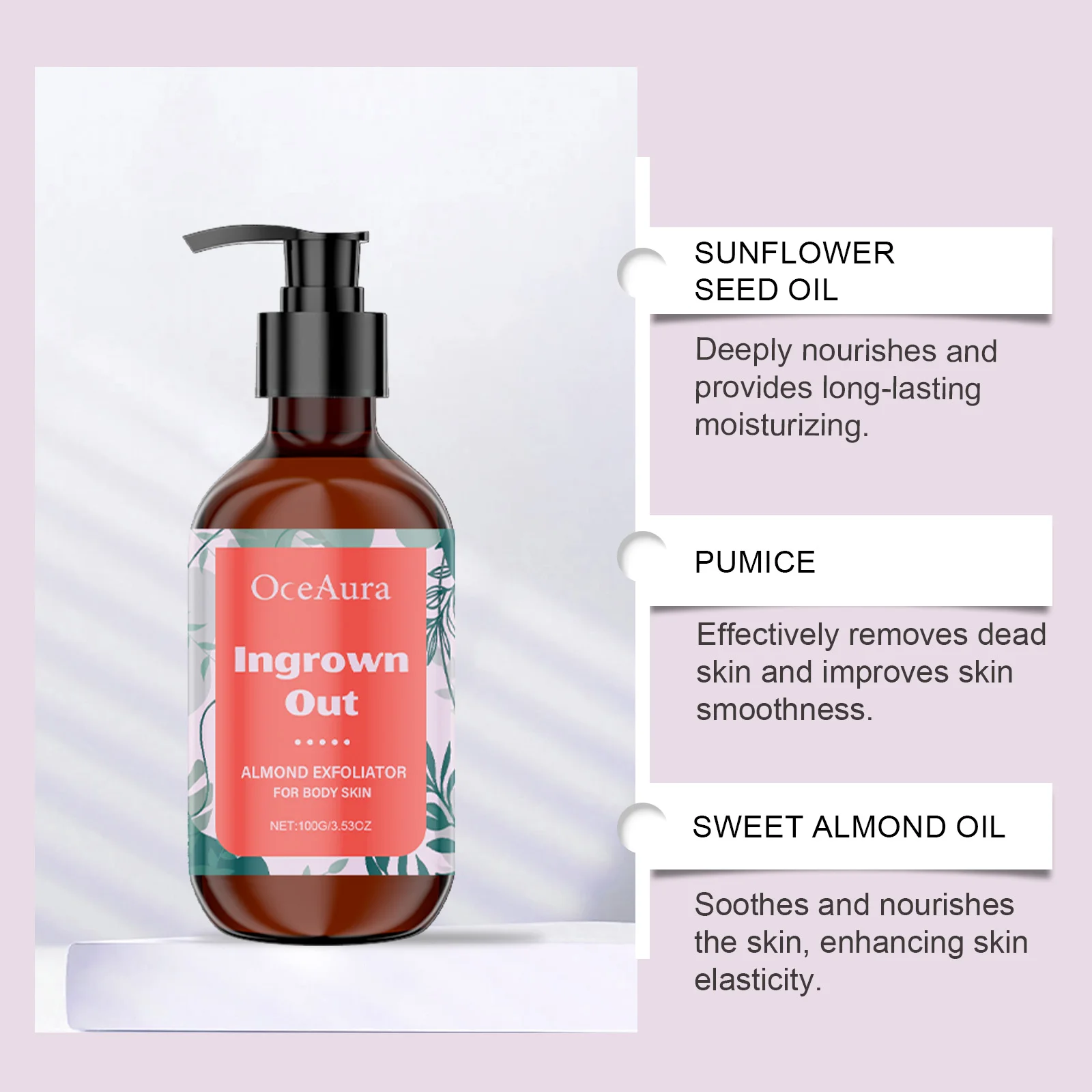 OceAura Body Scrub Delikatny peeling z olejem słonecznikowym i słodkim migdałkowym - nawilżający dla gładkiej skóry, długotrwałe nawilżenie