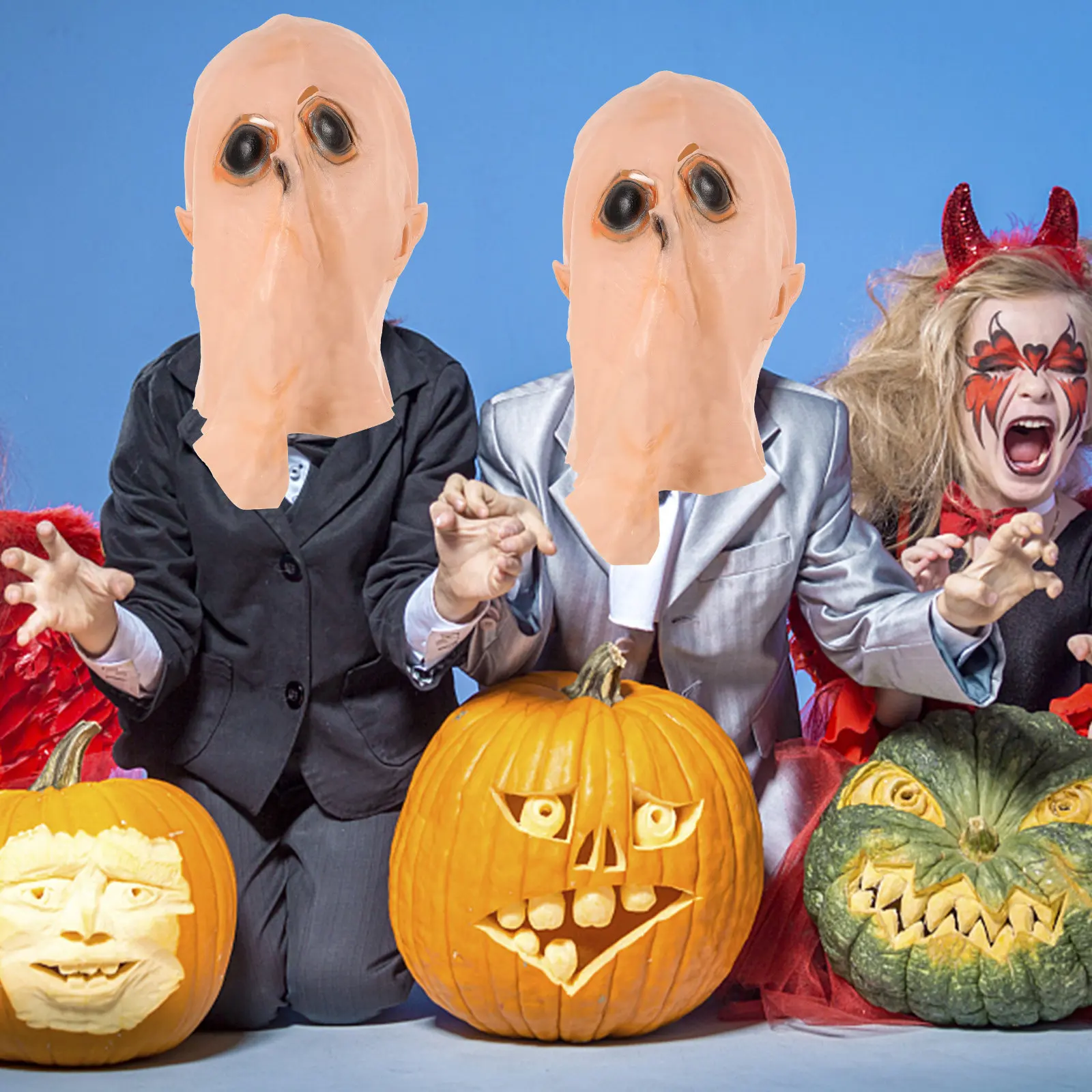 Cosplay Mask Creepy Head Costume for Halloween Masquerade Parties Funny Dress Up Accessory Prop