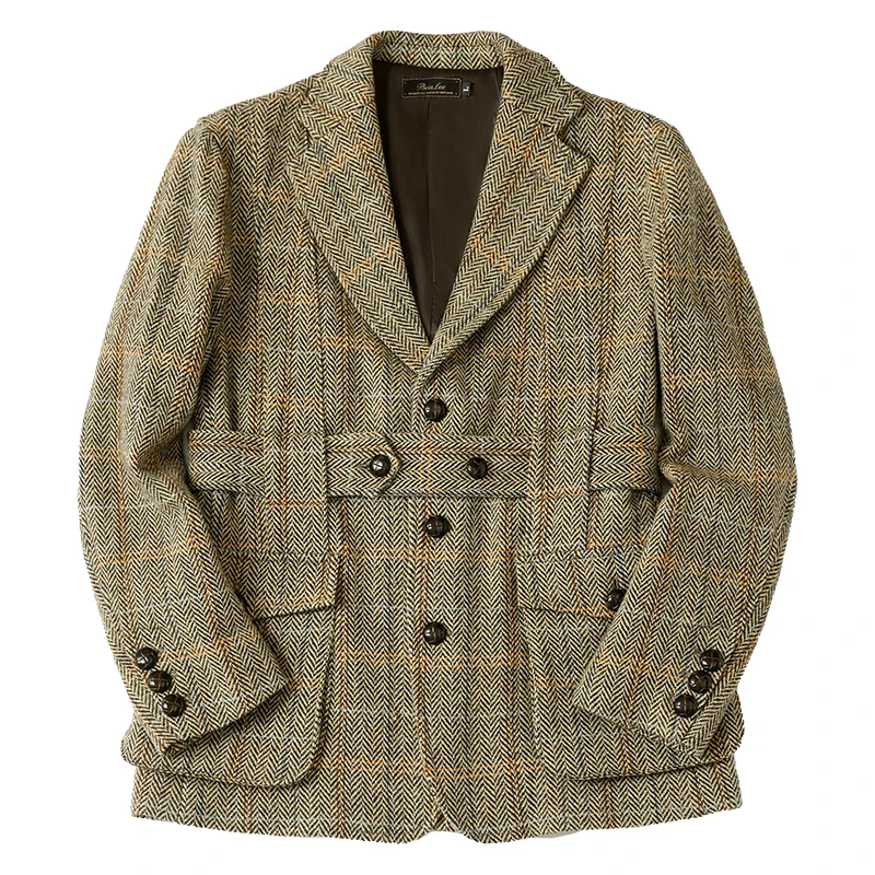 Men\'s Tweed Norfolk Jacket Safari Style Vintage England Suit