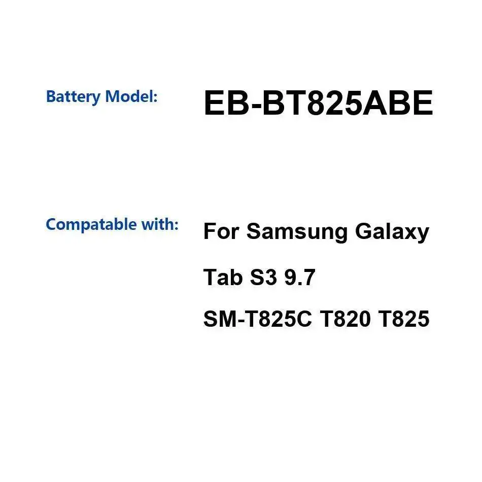 

Аккумулятор для планшета EB-BT825ABE 6000 мАч для Samsung Galaxy Tab S3 9,7 SM-T825C T820 T825