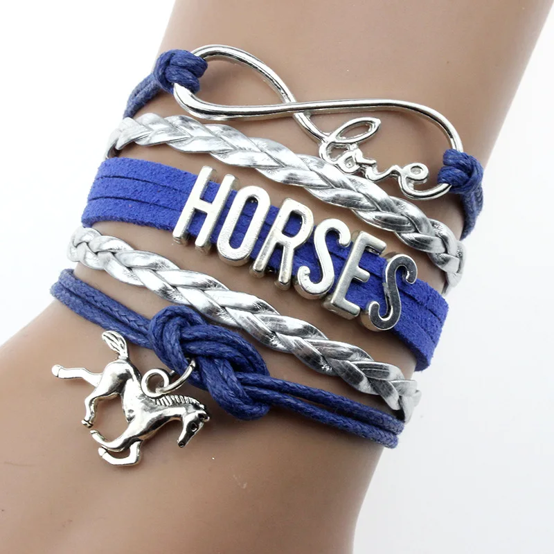 Diy Handmade Horse Charm Pendant Bracelet Trendy Animal Charms Jewelry For Eque…
