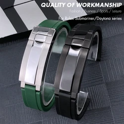 High Quality Natural Rubber 20mm 21mm Watchband for Rolex SUBMARINER Explorer Air King Deepsea Soft Silicone Watch Strap