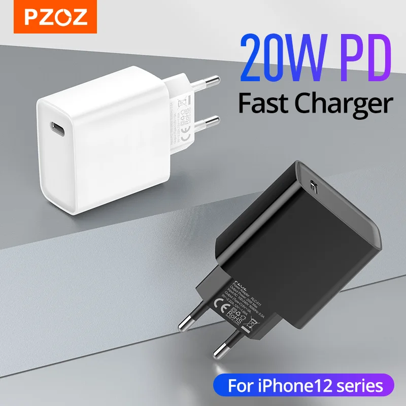 

PZOZ 20W USB Type C Charger Fast Charging For iPhone 15 14 13 12 Pro Max Plus PD 20W QC 3.0 Phone Quick Charge Dual Travel Plug