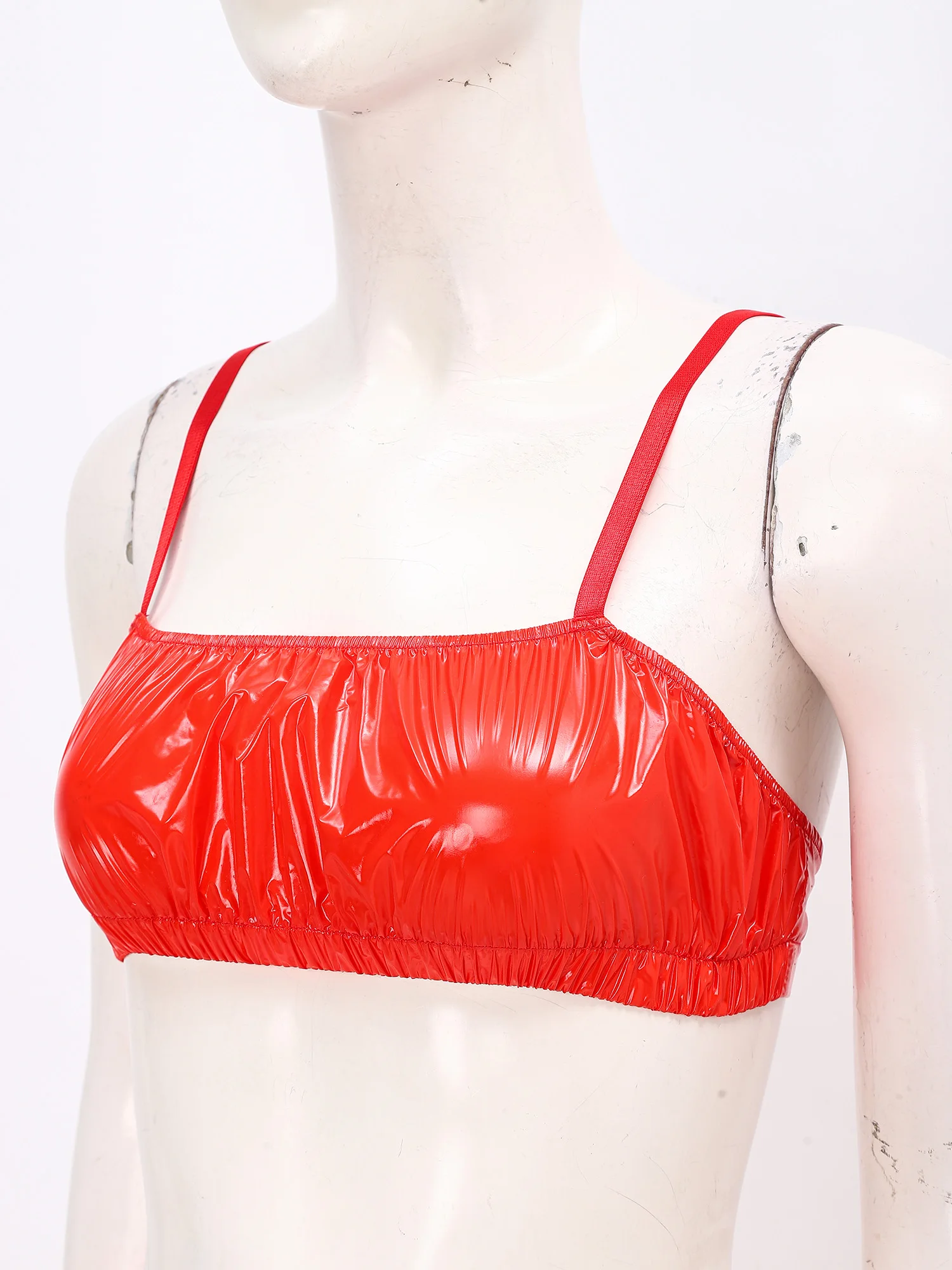 Womens Glossy Waterproof Lingerie Set Bikini Swimwear Nightwear Clubwear No-pad Bra Top with Swimsuit Beach Pool Bathing Outfits