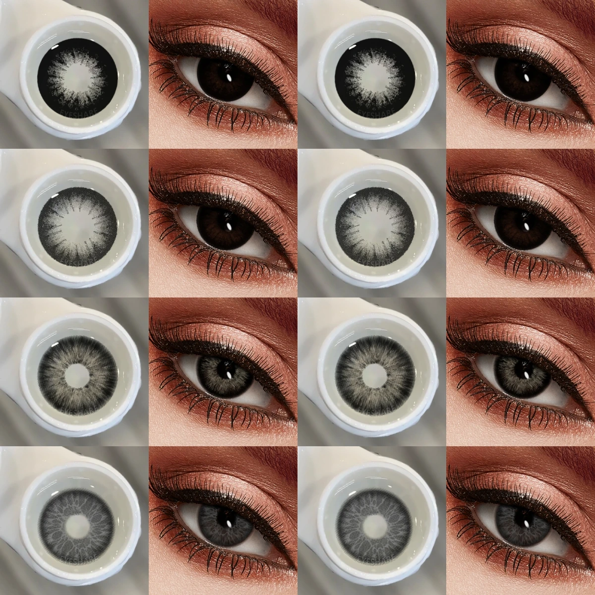EYESHARE 1 Paar schwarze Kontaktlinsen für Augen, Kosmetik, schwarze Kontaktlinsen, braune natürliche Kontaktlinsen, graue Linsen