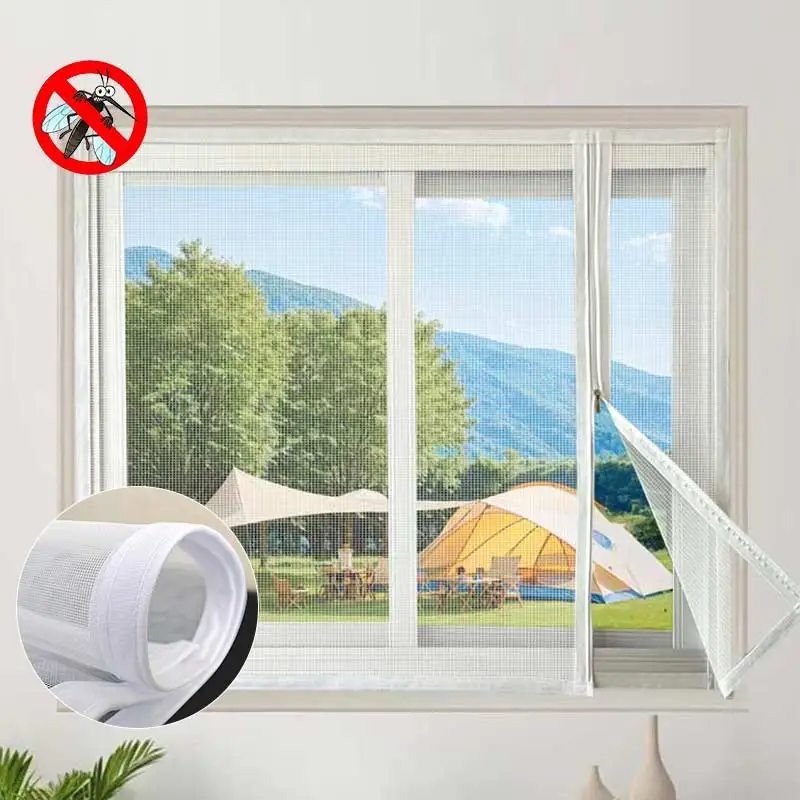 Household Kitchen Summer Detachable Washable Screen Encrypted Anti-Mosquito Insect-Proof Mesh Side Zipper No-Drill Installation
