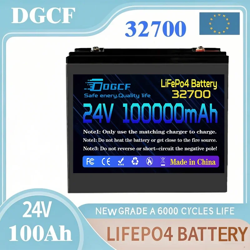100Ah 32700 24V LiFePO4 Battery With Built in 100A BMS for RV Marine Solar Overland Off-Grid Rechargeable Lithium Iron Phosphate