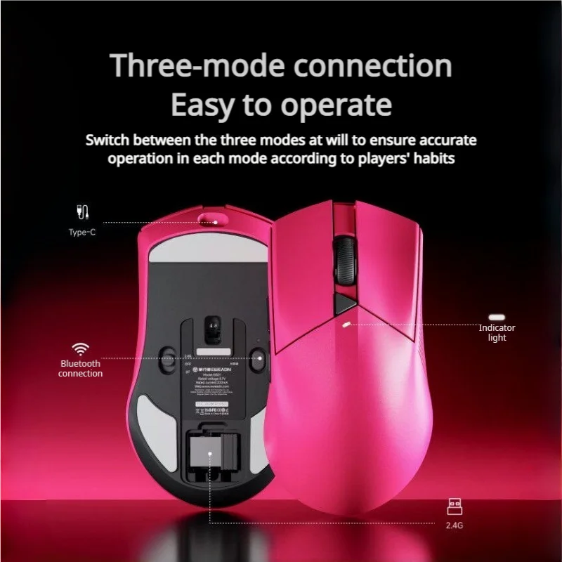 EWEADN GS01 Tri‑Mode Gaming Mouse PAW3311 Sensor 1000Hz Polling Lightweight 2.4G Bluetooth Wired Ergonomic RGB Mouse